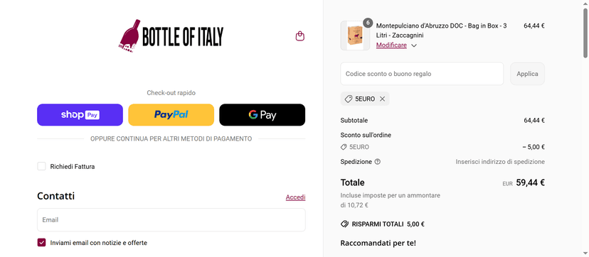 Bottle of Italy Coupon Code - Enjoy 15% Off on Your Order